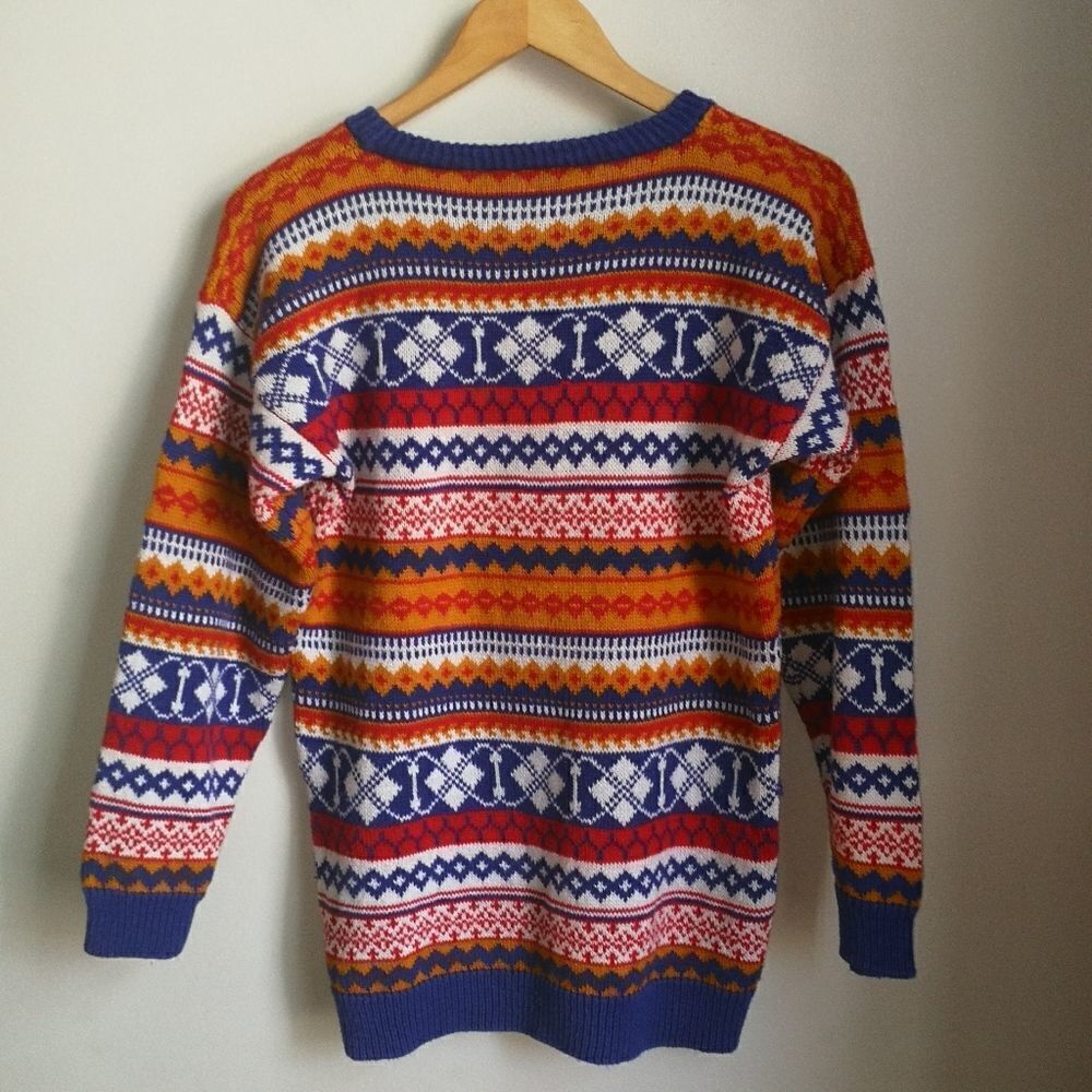 Vintage Multicolored Fair Isles Embroidered Knitted Crewneck Sweater Size Medium - Picture 14 of 14